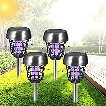 4 Pack Solar Bug Zapper Outdoor Waterproof -Mosquito Zapper Solar Powered Mosquito Trap Repellent Lamp with Purple/White Light, Cordless Fly Insect Zappers for Yard Garden Patio