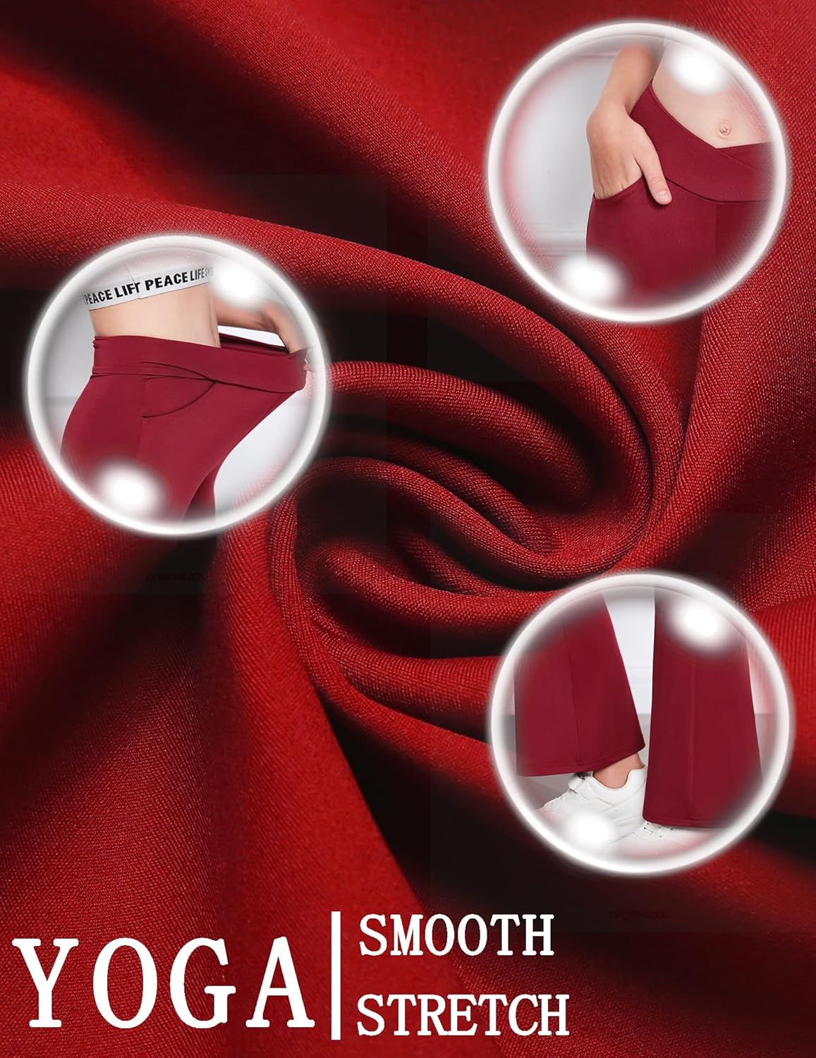 Zaclotre Girls Flare Leggings High Waisted V Crossover Casual Yoga Bell Bottoms with Pockets Pants for Kid - Image 6