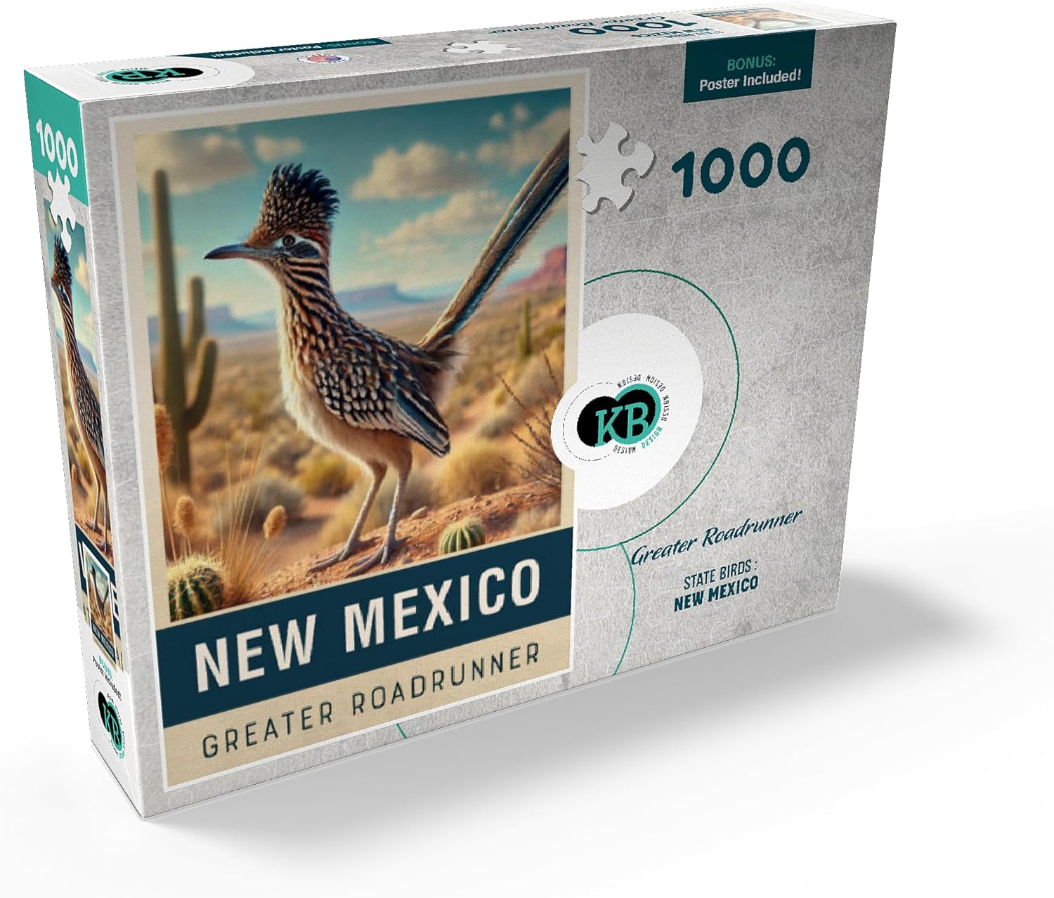 MyPuzzle State Birds Series: New Mexico, Greater Roadrunner - Premium 1000 Piece Jigsaw Puzzle for Adults