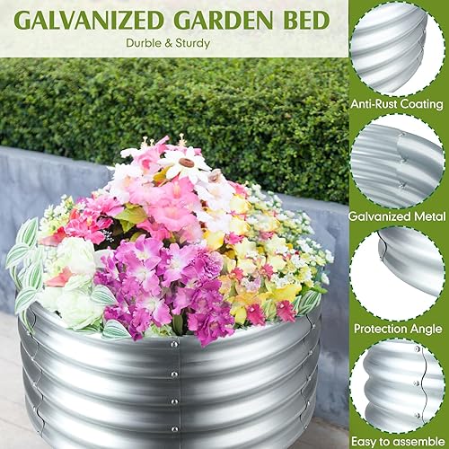 Miniatura 5 de Zonon Jardinera elevada de metal galvanizado de 24 x 12 pulgadas, para exteriores, de metal, sin fondo, para verduras, hierbas, suculentas, cultivo