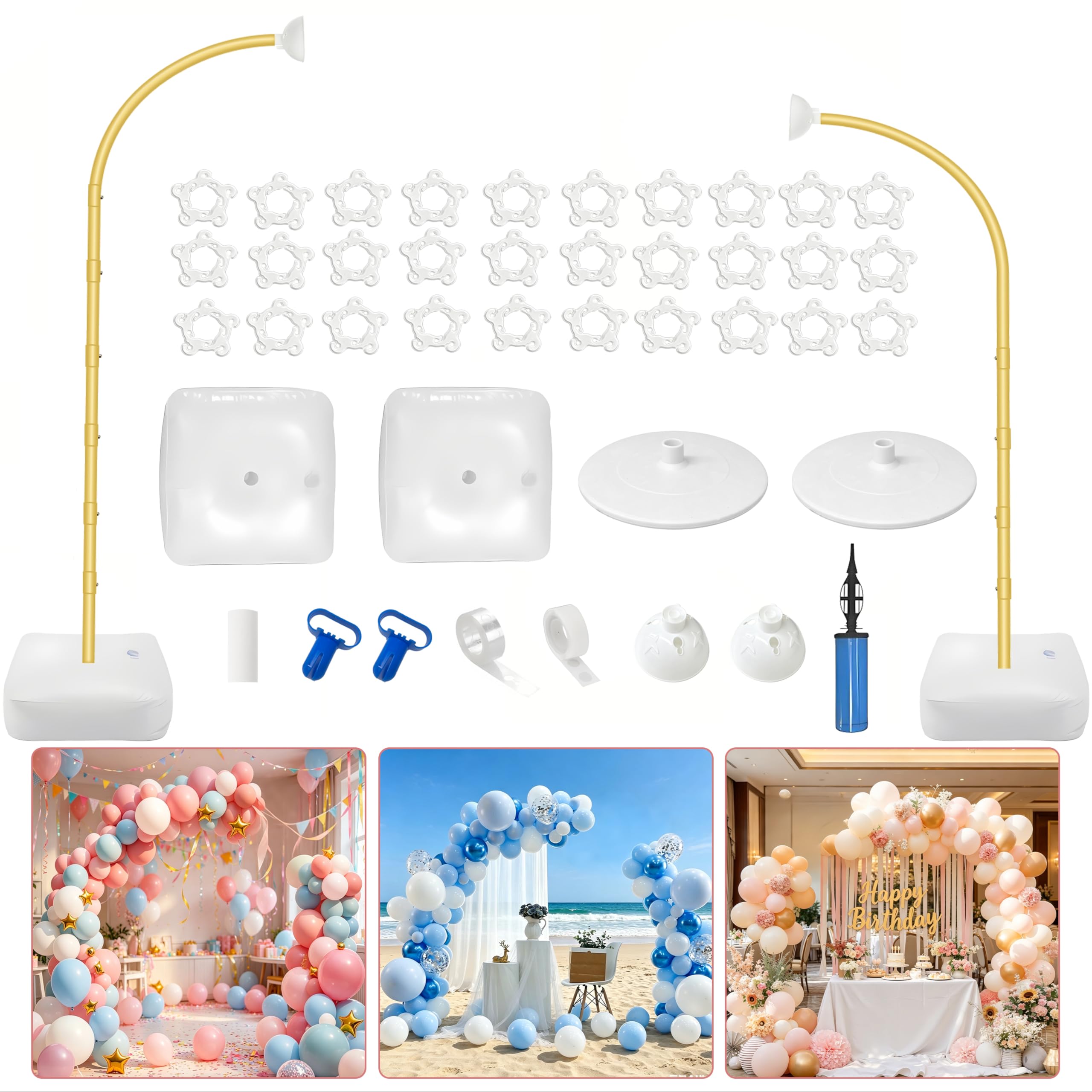 View 1 of *** MISSING PARTS ***
Vowparty Adjustable Balloon Arch Kit 8.2ft & 6ft Gold