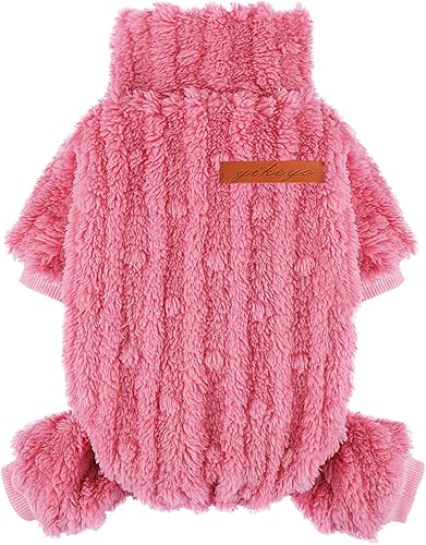 Miniatura 9 de Pijamas para perros pequeños, niños y niñas, suéter de cuello alto, ropa gruesa y cálida, abrigo de forro polar para clima frío, pijamas para