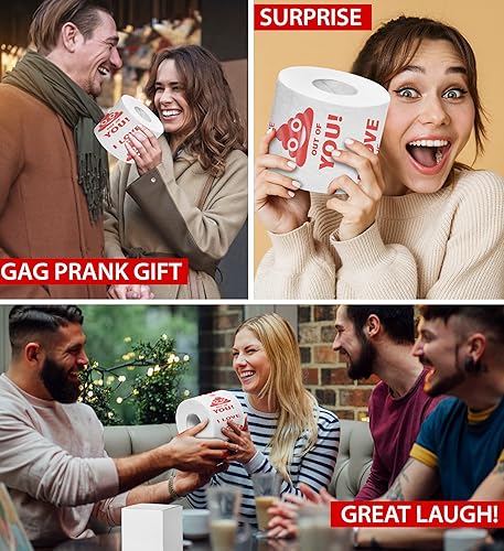 Miniatura 4 de Printed TP Regalo de papel higiénico de aniversario con texto en inglés "I Love You" para marido, esposa, novio, novia, linda broma de broma para