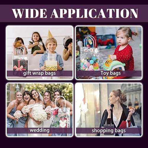 Miniatura 9 de Oomcu Paquete de 18 bolsas de regalo de plástico transparente con asas, bolsa de PVC reutilizable de 9.06 x 6.7 x 2.76 pulgadas para recuerdos de