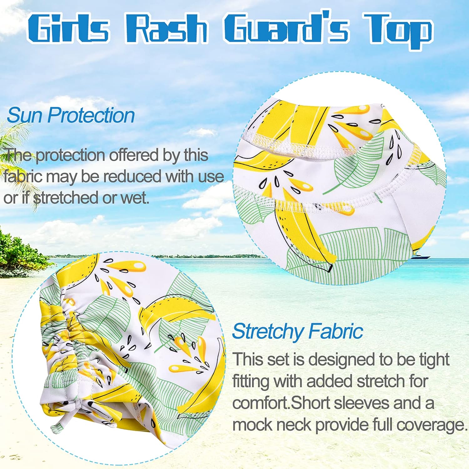 Cadocado Girls Swimsuit Rash Guard Girls' Swimwear Short Sleeve Bathing Suit 3 Pieces Kids Floral Swim Set with Skirt - Image 6