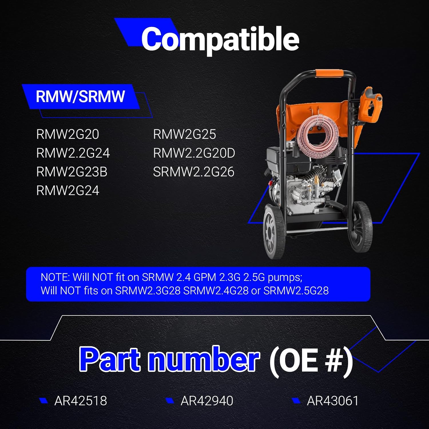 AR42518 Pressure Washer Pump Head for Troy Bilt RMW SRMW Pumps RMW2G20 RMW2G23B RMW2G24 RMW2G25 RMW2.2G20D RMW2.2G24 SRMW2.2G26 Complete Pump Head Assy Replaces# AR42940 AR42518 AR43061 AR Pump