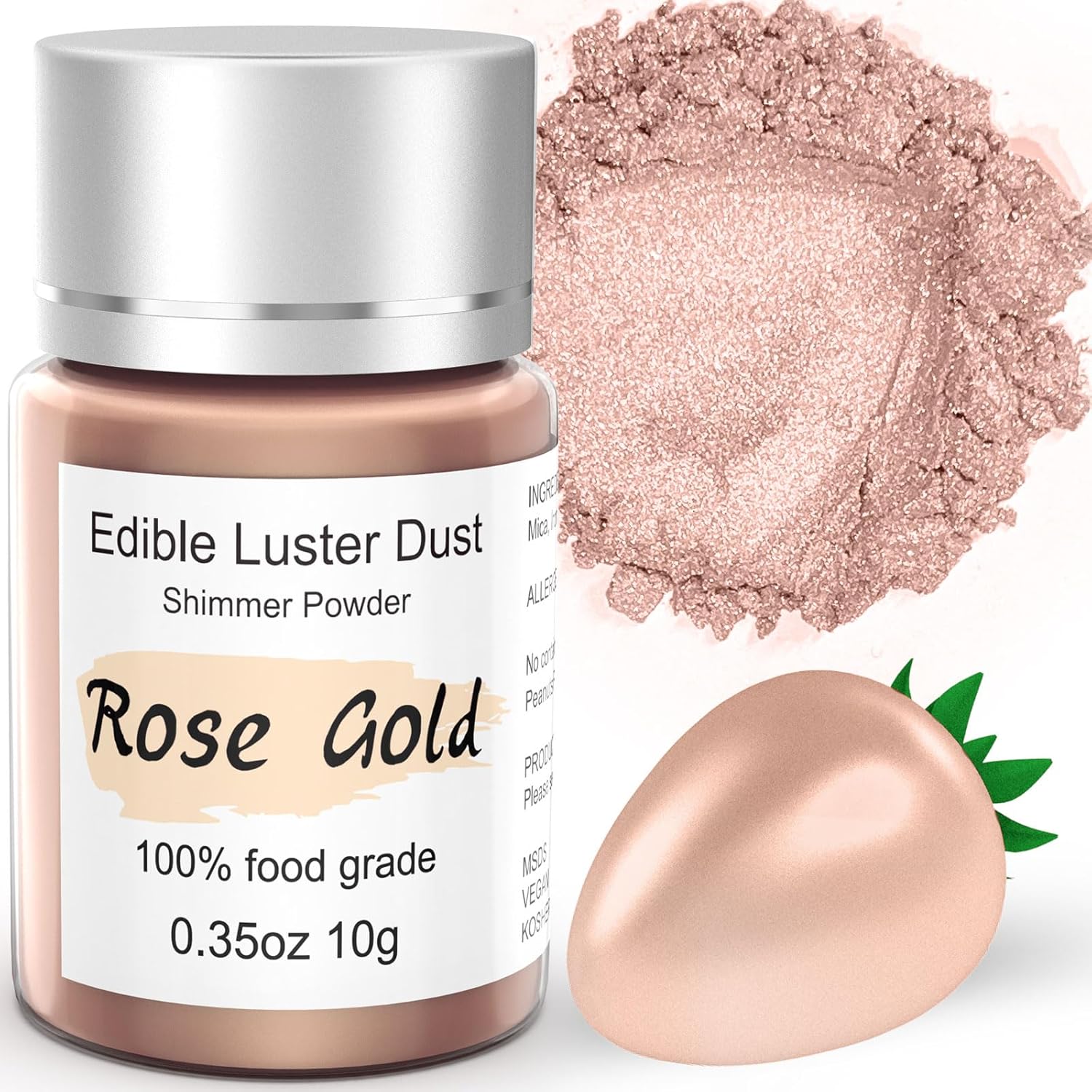 Rose Gold Luster Dust Edible Glitter for Cocktails 10g