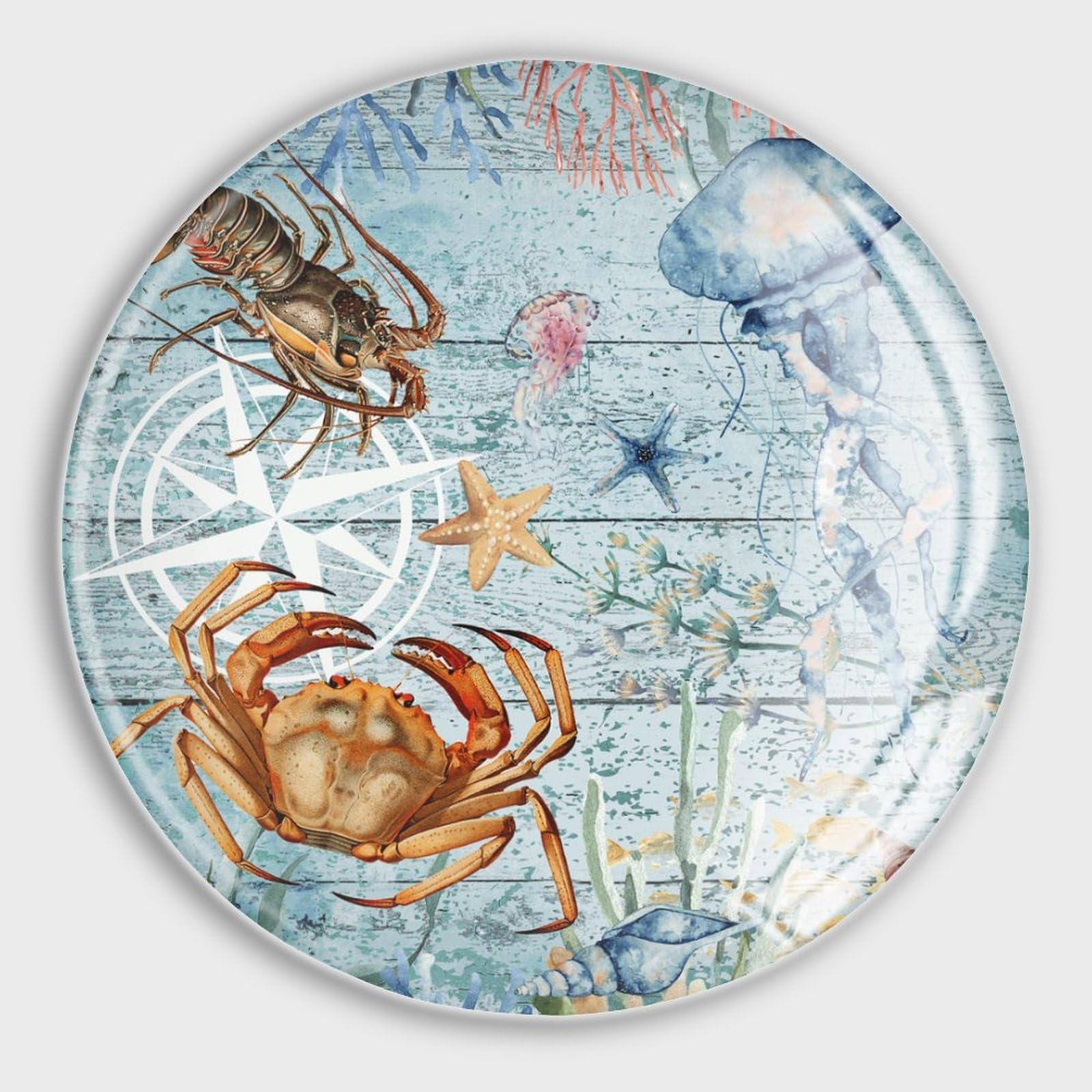 Aimants de réfrigérateur plage et vie marine en verre | Lot de 4