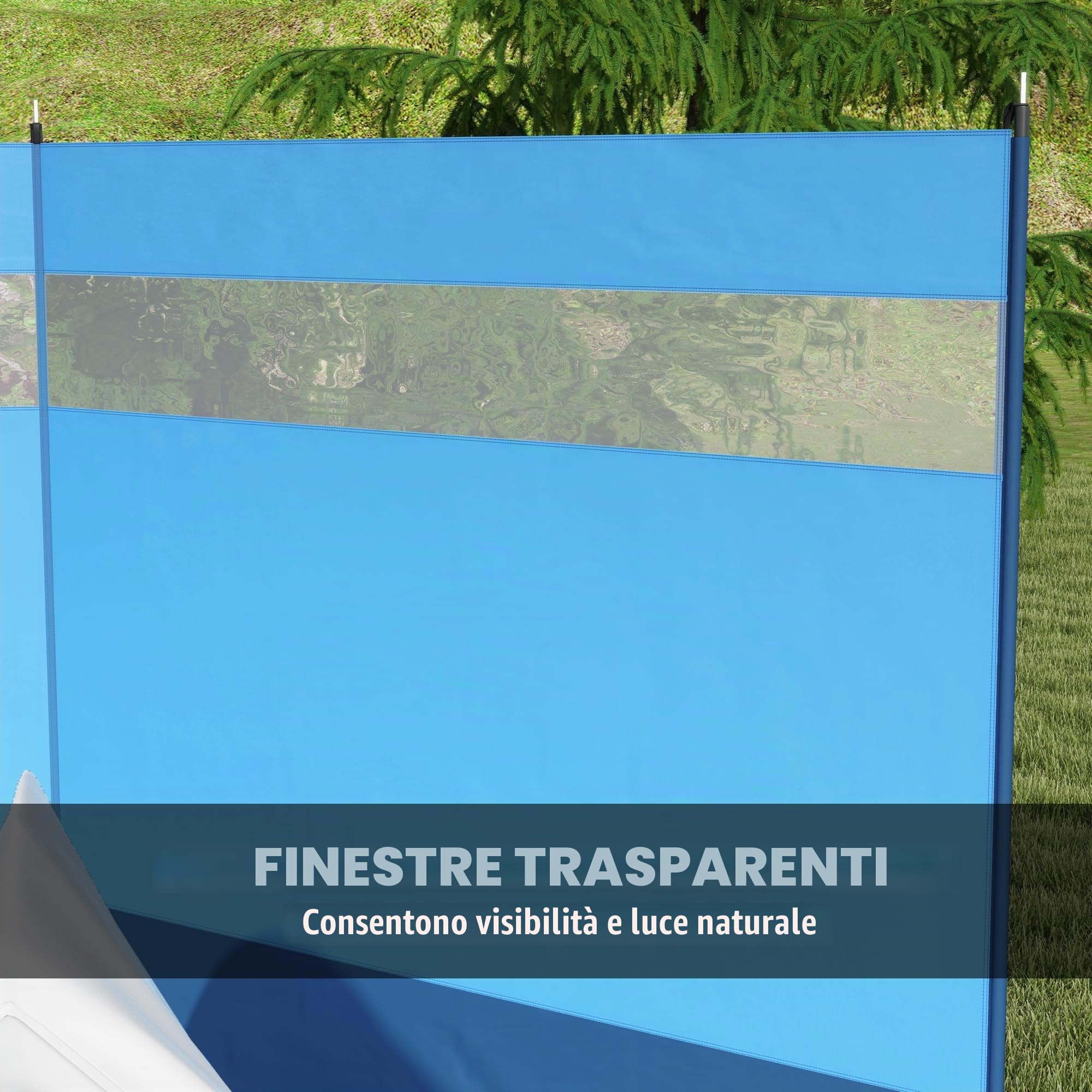 Outsunny Paravento da campeggio portatile pieghevole con borsa di trasporto e pali in acciaio