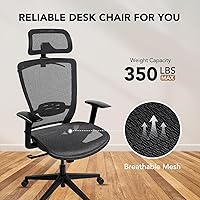 Vista 7 de SANODESK OS3 - Silla de oficina ejecutiva grande y alta, silla de computadora de malla ajustable en altura con reposacabezas ajustable y soporte