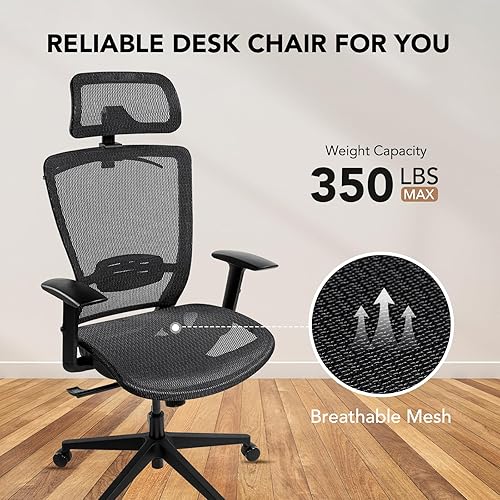 Miniatura 7 de SANODESK OS3 - Silla de oficina ejecutiva grande y alta, silla de computadora de malla ajustable en altura con reposacabezas ajustable y soporte