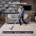 Cordless Vacuum Cleaner for Home, 80,000PRM Powerful 4 in 1 Lightweight Stick Vacuum with 2 Adjustable Suctions, Max 40 Mins Runtime, 2600mAh Rechargeable Vacuums (Purple Onion)