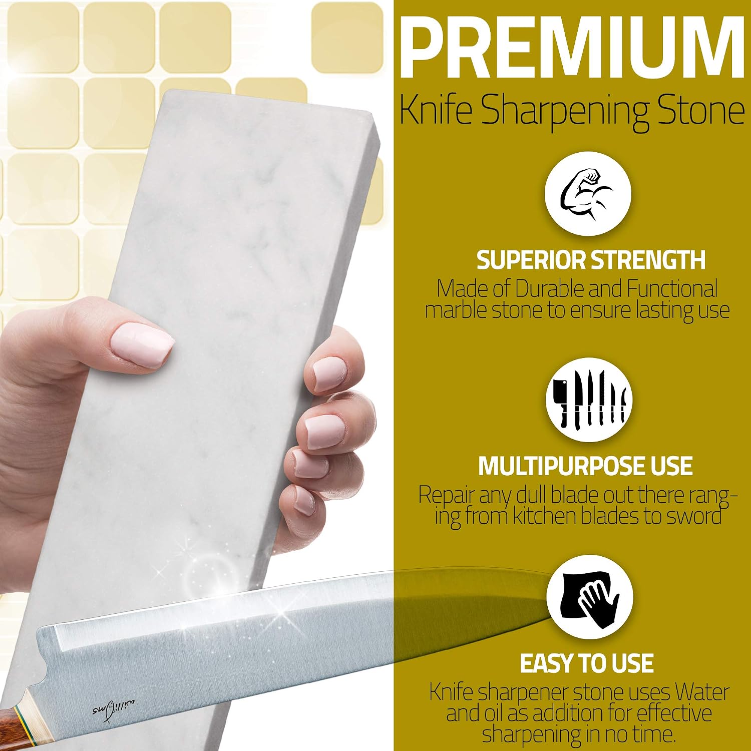 Sharpening Stone, Whetstone, Very Large Size, Knife and Tools Sharpener, Fine Grade Marble Polishing Stone, Natural Stone - Image 3
