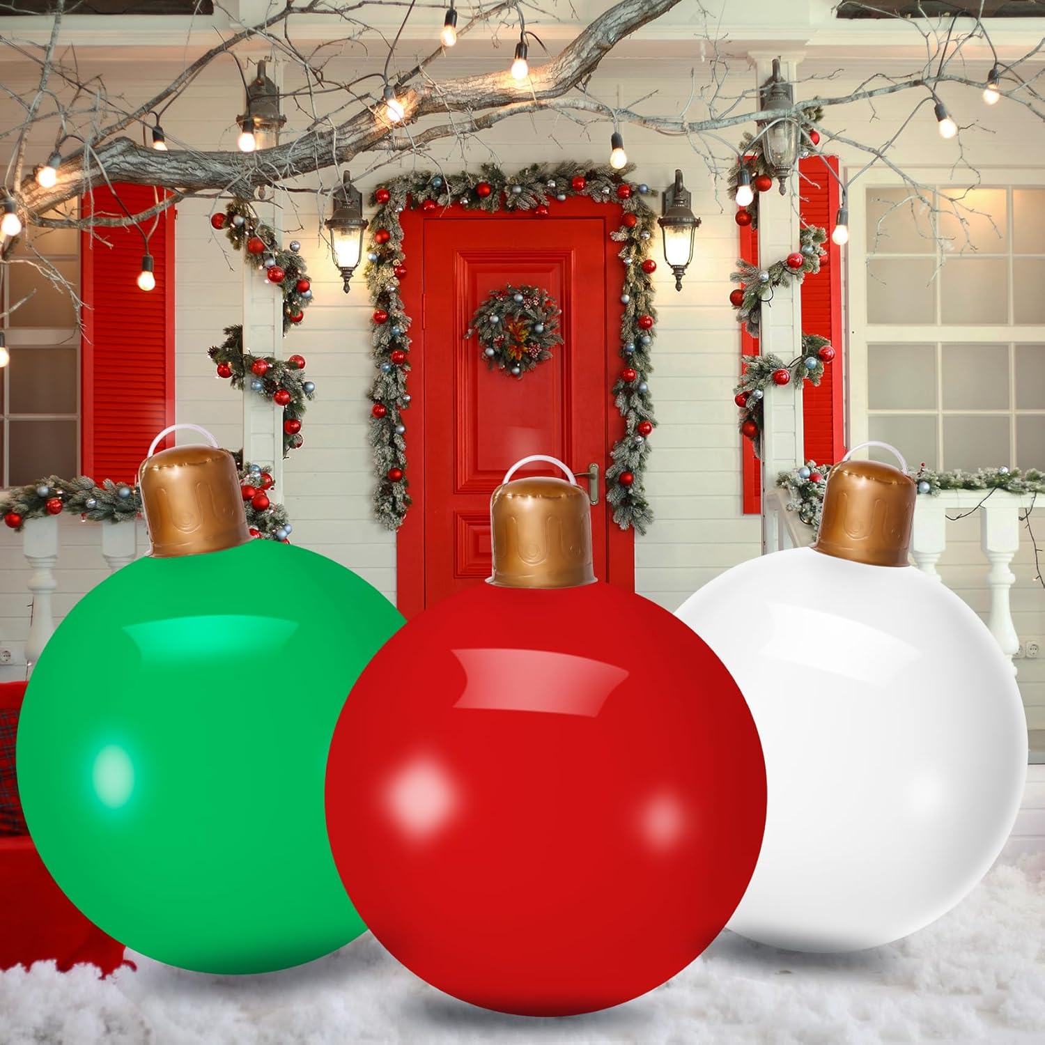 3PCS Christmas Inflatable Decorated Ball 18in Yard