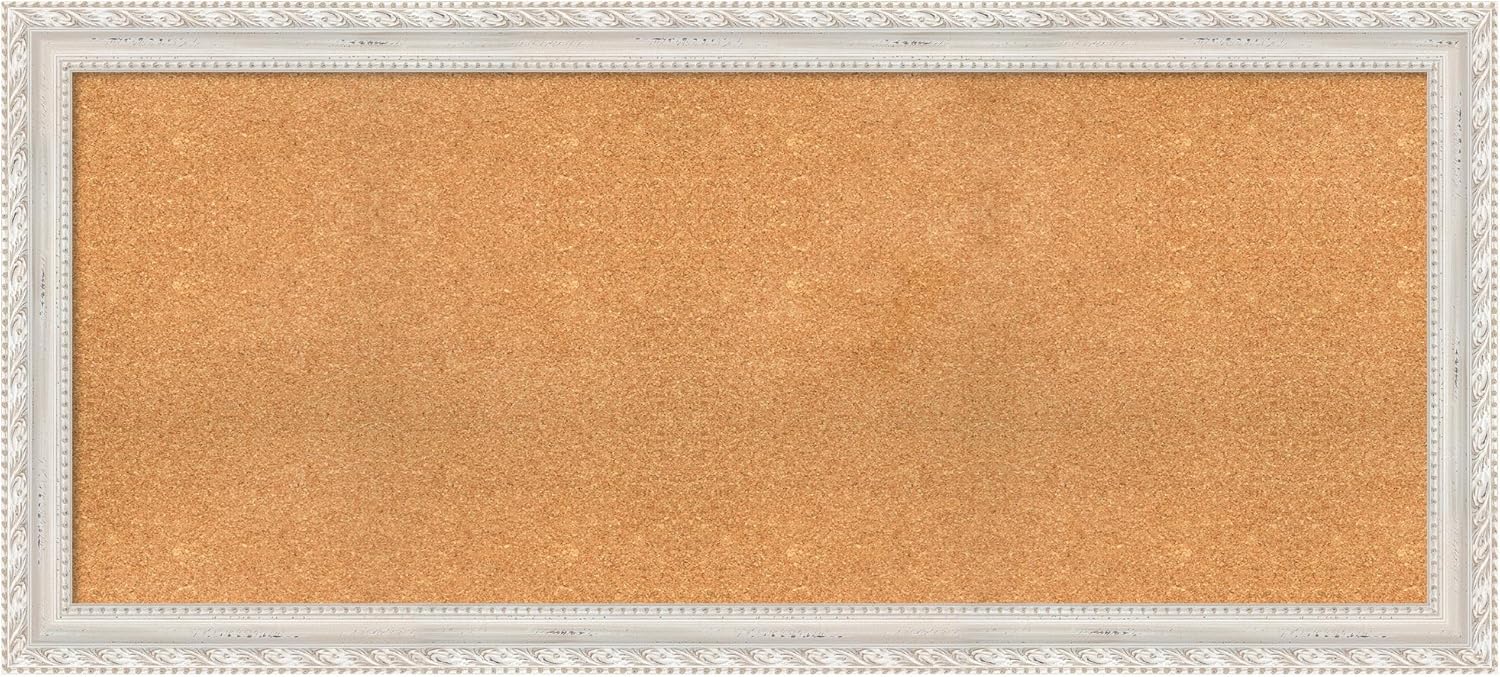 Amanti Art Natural Cork Board for Wall, 30x66 Vision Board with White Frame, Oversize Corkboard Office Decor for Home Organization, Traditional Corkboard Pinboard to Display Items for Home