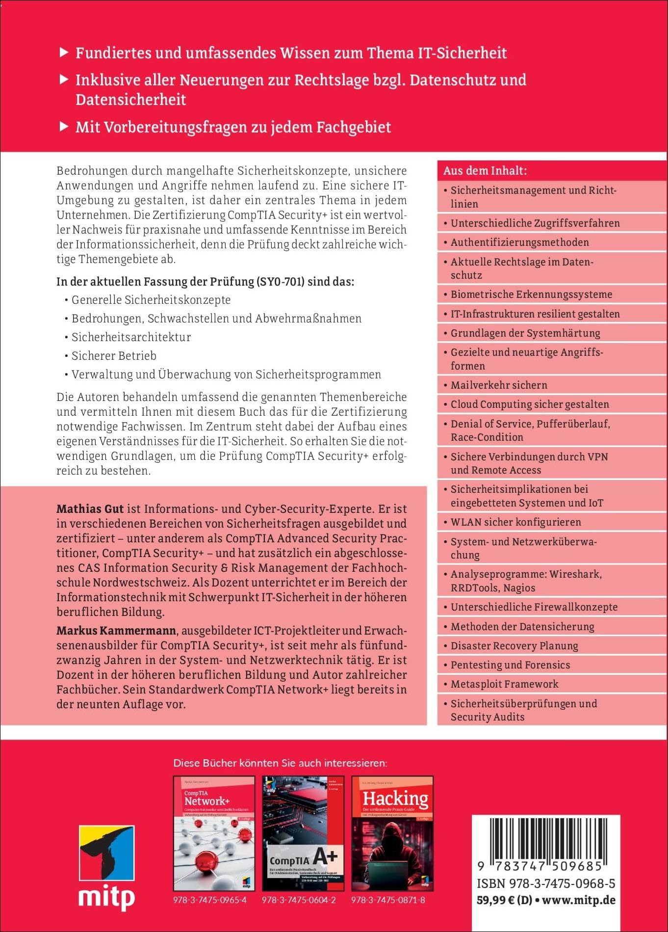 CompTIA Security+: IT-Sicherheit verständlich erklärt - Die umfassende Prüfungsvorbereitung zur CompTIA-Prüfung SY0-701 (mitp Professional)