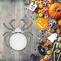 Vista 6 de Bandeja de dulces de araña estilo Halloween de 9.44 pulgadas, plato de postre de plástico multifunción para servir frutas en el hogar y cenar