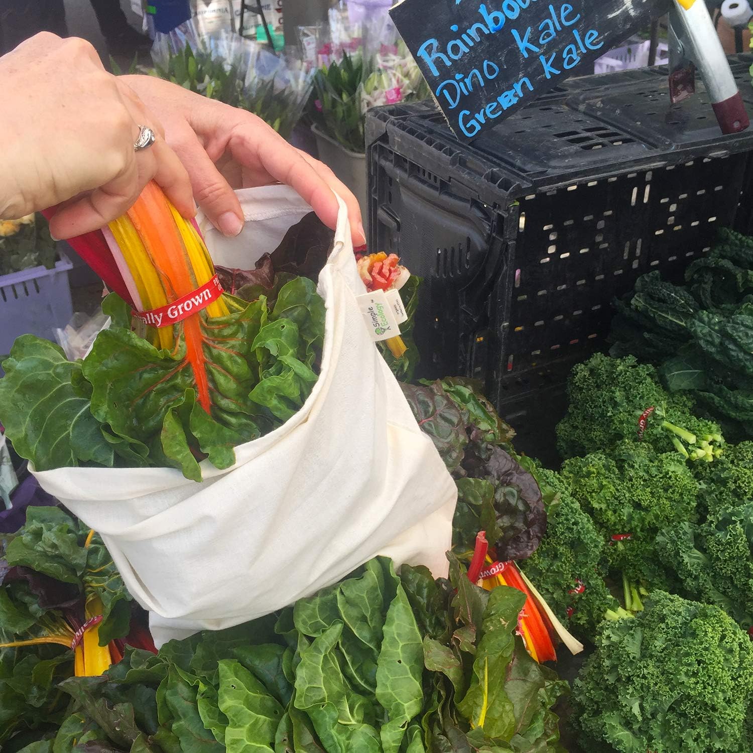 Simple Ecology Reusable Grocery Produce Shopping and Storage Bags, Organic Cotton Muslin, XLarge 3 pack - Image 7