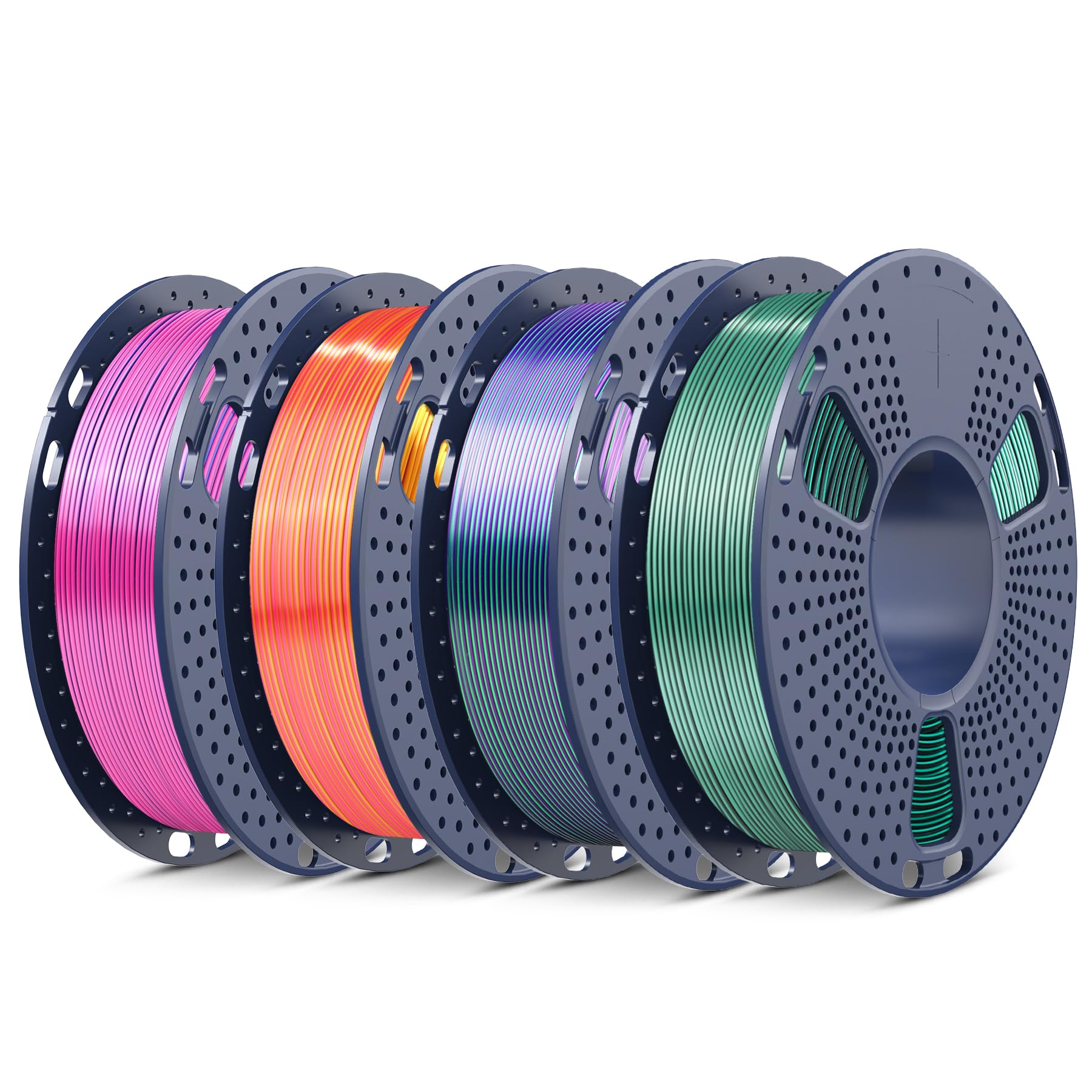 SUNLU 250G Silk Dual Color PLA Filament Bundle Muticolor, 1kg in Total