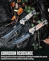 Vista 4 de Mossy Oak Juego de cuchillos de caza de hoja fija, 2 piezas, mango de espiga completa, borde recto y cuchillas de gancho intestinal, cuchillo