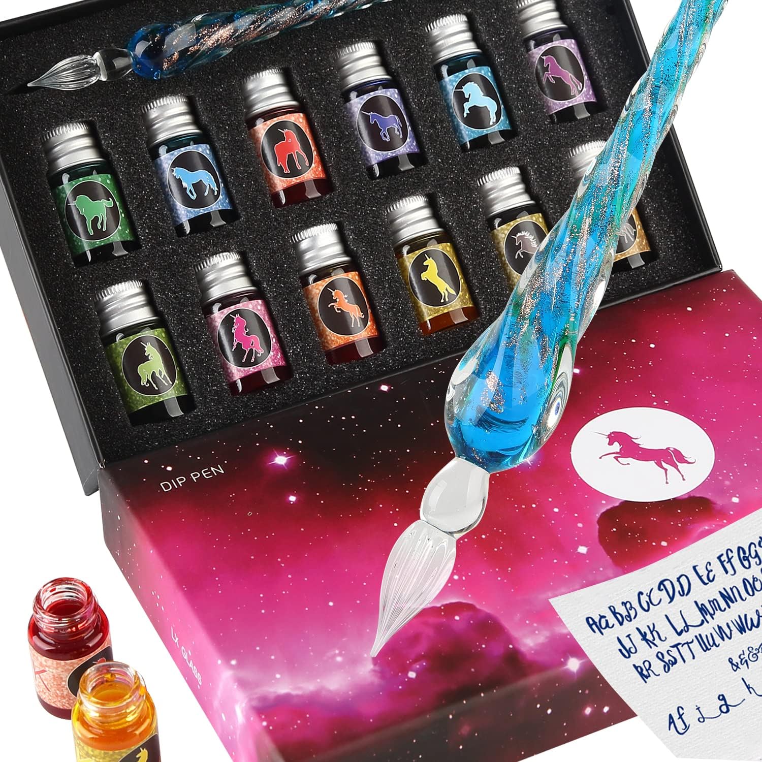 GC QUILL Glass Dip Pen Set,Calligraphy Pen,Crystal Signature Pen for Art, Writing, Signatures -Decoration and Business Gift GCGP-06