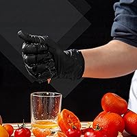 Vista 3 de MAMISON Black Nitrile Disposable Gloves, Powder-Free, Latex-Free, 4 Mil, 100 Count, Food Safe, BBQ, Kitchen, Cooking