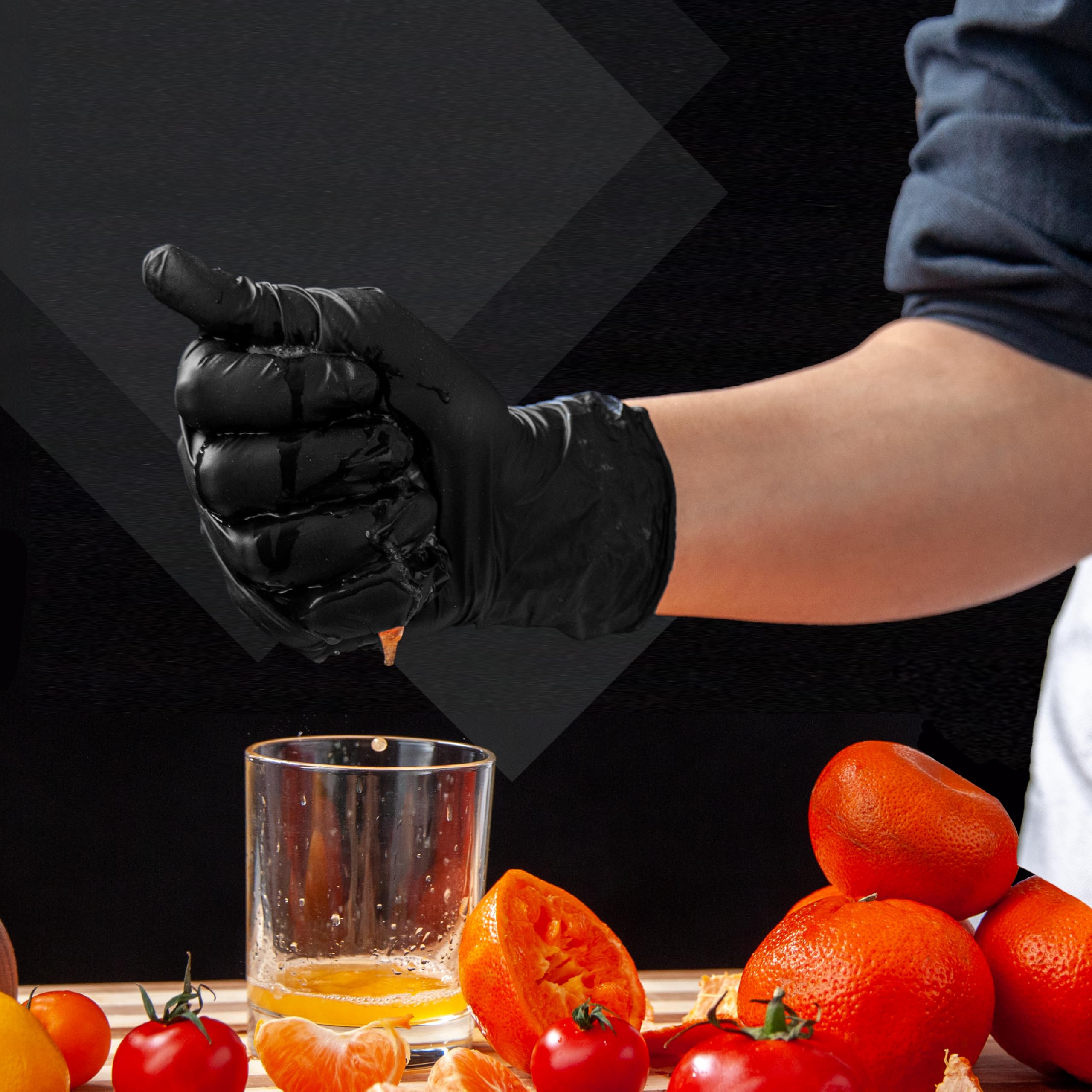 MAMISON Chef's Black Einweg-Nitrilhandschuhe, puderfrei, latexfrei, Lebensmittel, 4 mil, 100 Stück, schwarze Nitrilhandschuhe zum Grillen und Kochen