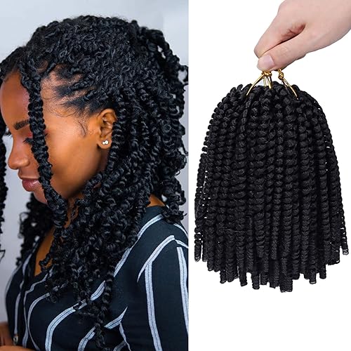 Miniatura 1 de Paquete de 2 extensiones de cabello trenzado con resorte de 8 pulgadas para rastas sintéticas rastas de mariposa rastas de bomba pelo de ganchillo