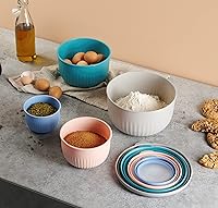 Vista 3 de Recipientes de almacenamiento de alimentos, cuencos de plástico con tapas, cuencos para mezclar, recipientes de preparación de alimentos, recipiente