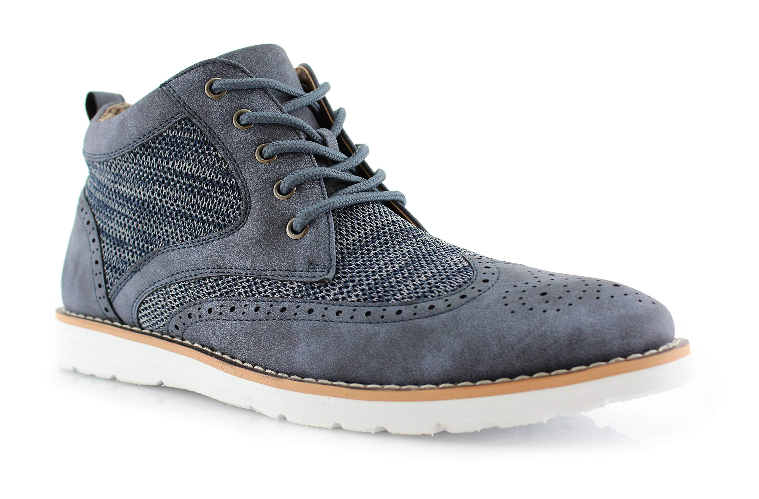 Polar Fox Mens Colbert MPX506059 Wingtip Memory Foam Mid-Top Sneaker Knitted Perforated Casual Chukk