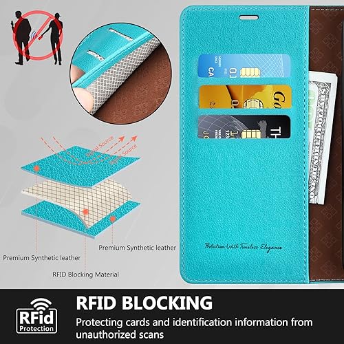 Miniatura 2 de Funda protectora de piel sintética tipo cartera con soporte de bloqueo RFID para hombres y mujeres, compatible con Galaxy S22 Ultra 5G de 6.8