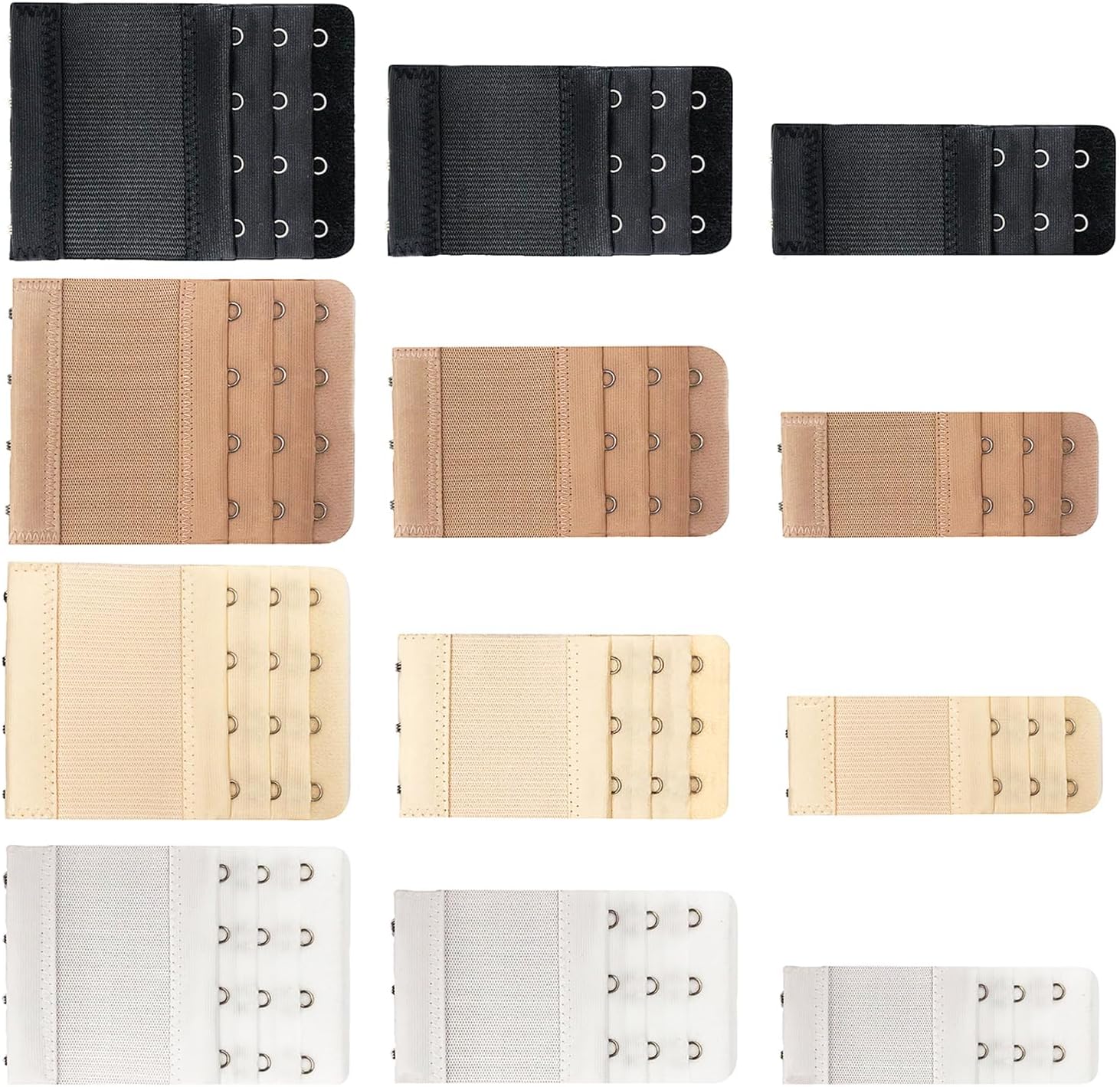 New Version 12 Pack Flexible Bra Extender Strap 2/3/4 Hooks Adjustable Bra Strap 4 Assorted Colors