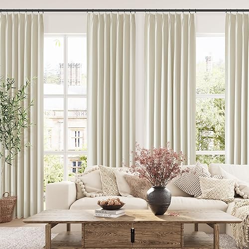 Miniatura 6 de ChrisDowa Birch - Cortinas opacas plisadas de lino de 84 pulgadas de largo, 2 paneles para sala de estar, dormitorio, habitación de granja,