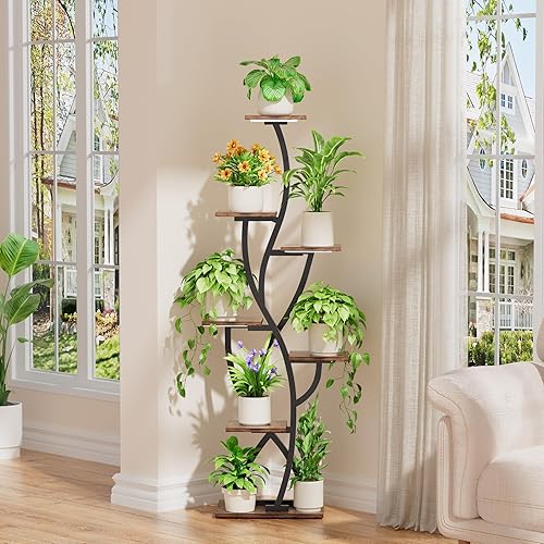 Miniatura 2 de Soporte para plantas de interior con luces de crecimiento, estante esquinero de 58 pulgadas para interiores, soporte de plantas alto iluminado de 7