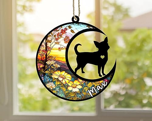 Miniatura 3 de Atrapasoles conmemorativo personalizado para perros Chihuahua, adorno de Navidad de Chihuahua con nombre, razas de perros personalizadas,