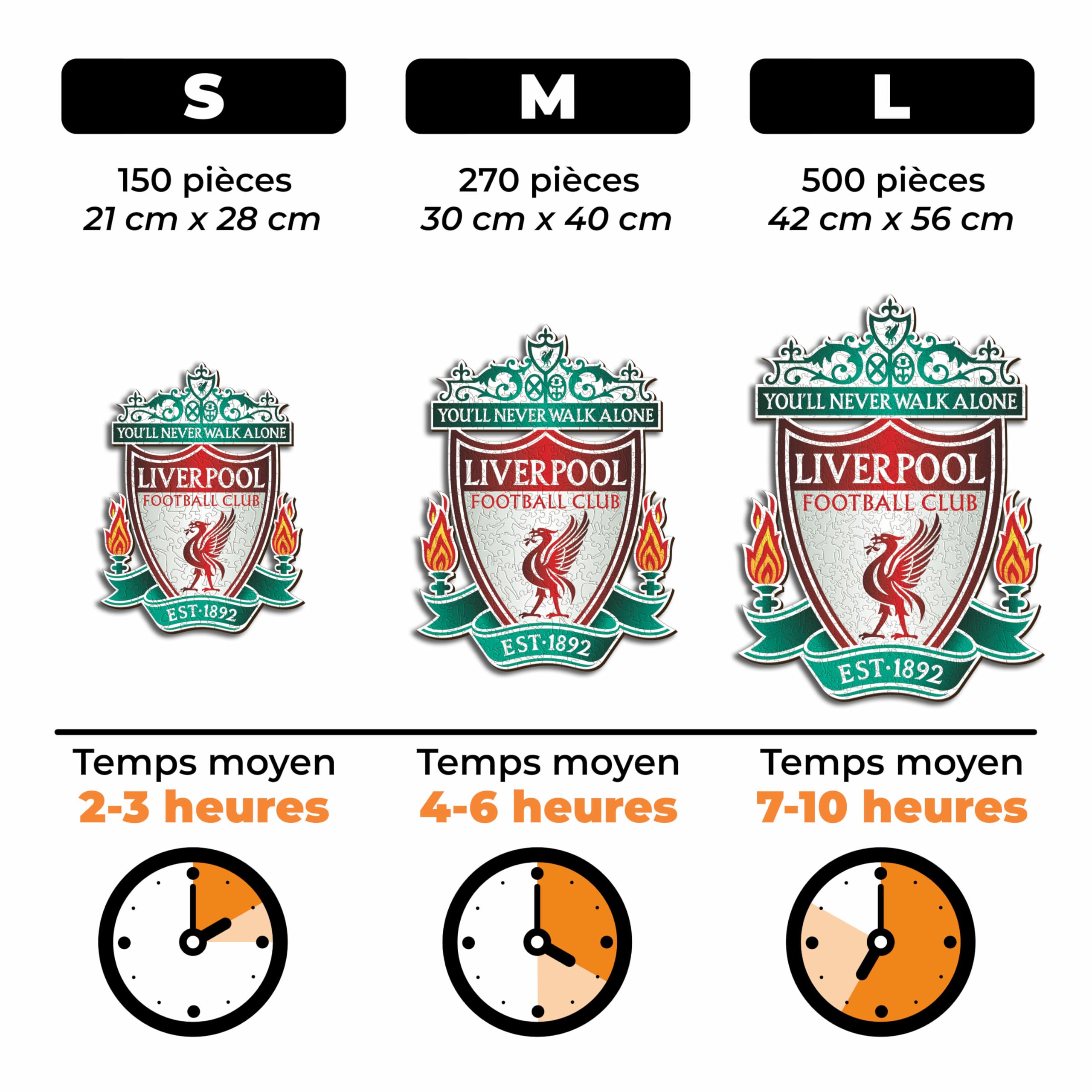 Iconic Puzzles - Liverpool, Logo, Puzzle en Bois sous Licence Officielle, 100% Durable, Cadeau pour Adultes et Enfants, Taille M, 270 pièces