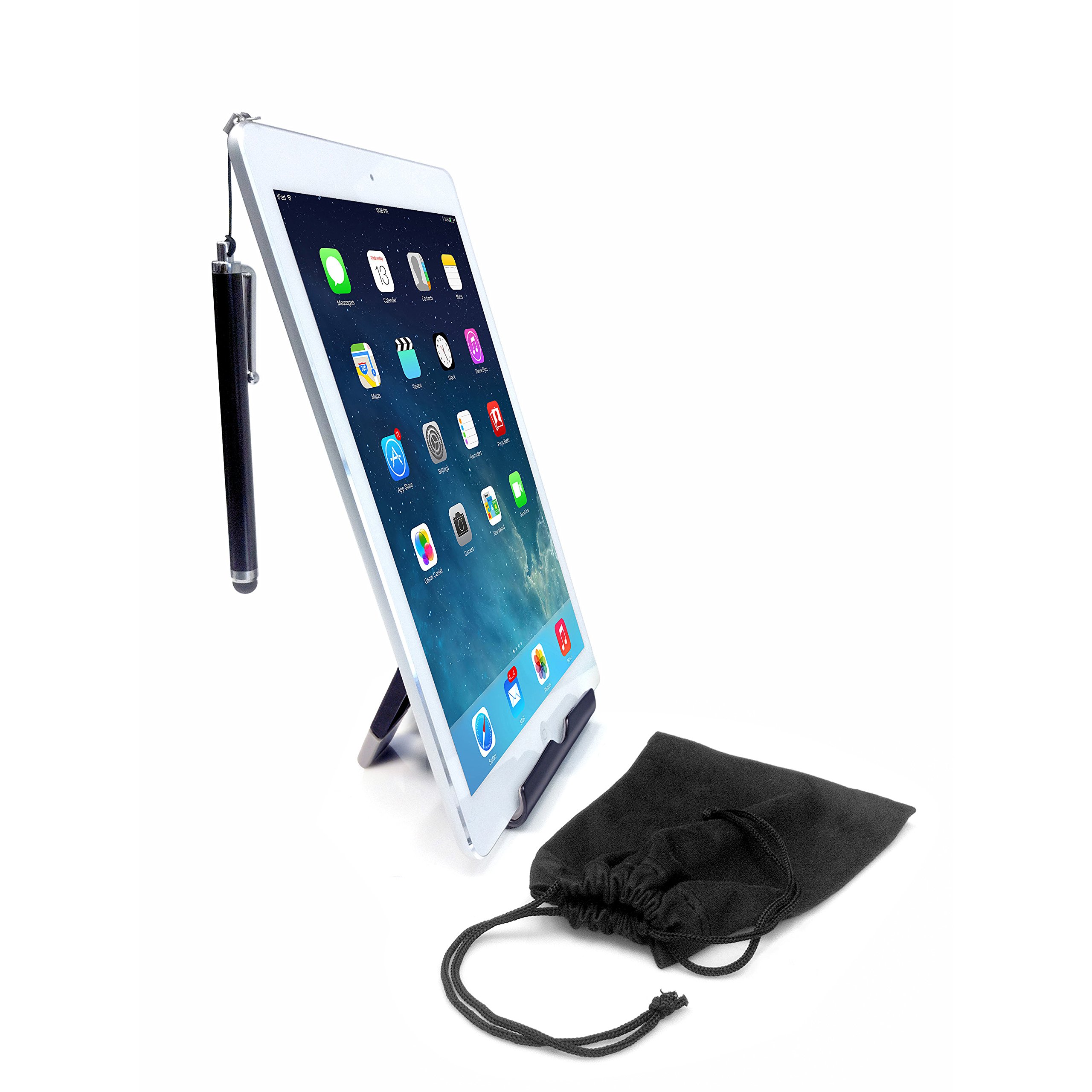 CTA Digital Travel Kit with Foldable Stand Microfiber Pouch and Stylus for Tablets and Smartphones Including iPhone 11