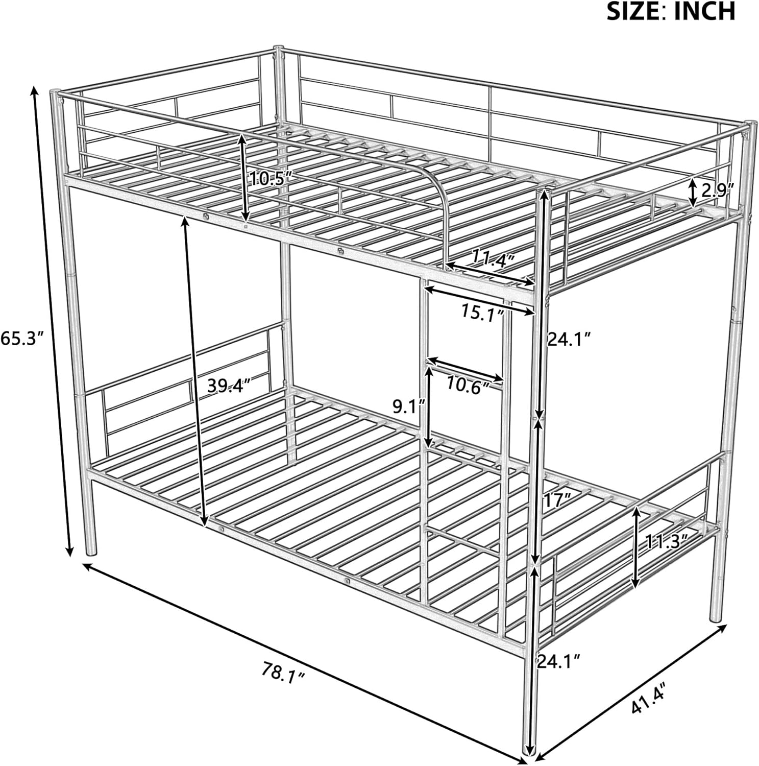 Buy Harper & Bright Designs TwinOverTwin Metal Bunk Bed with Guard