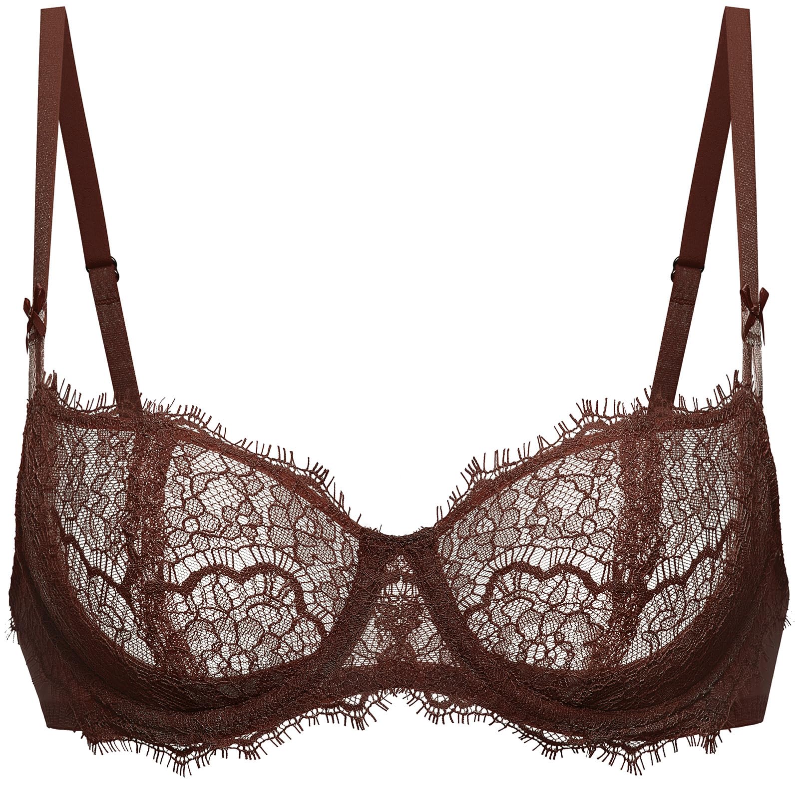 DOBREVA Women's Balconette Sexy Unlined Bra Lace Push Up Plus Size Bras