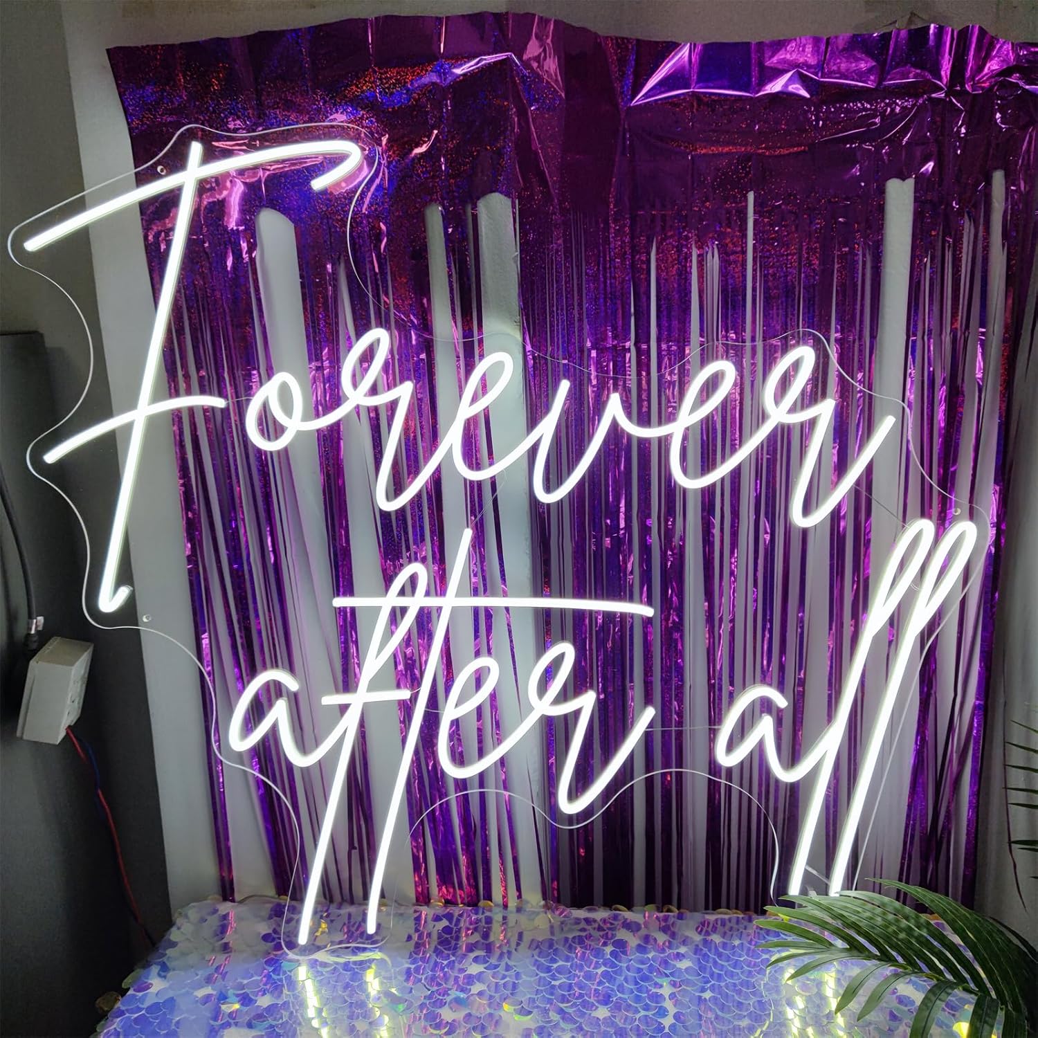 Forever After All Neon Sing,Led Signs,Weeding Neon Lights for Bar Pub Christmas, Restaurant,Girl Bedroom Wall Decor Neon Signs Engagement Birthday Party Size:55 * 47.8cm