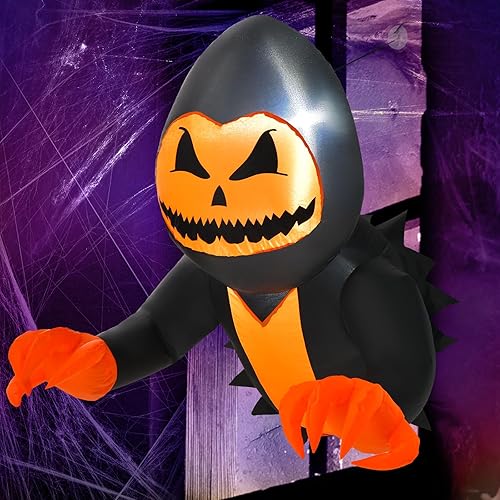 GOFLAME Fantasma de calabaza inflable de Halloween de 3.3 pies que estalló de la ventana, decoraciones inflables con luces LED integradas, 3