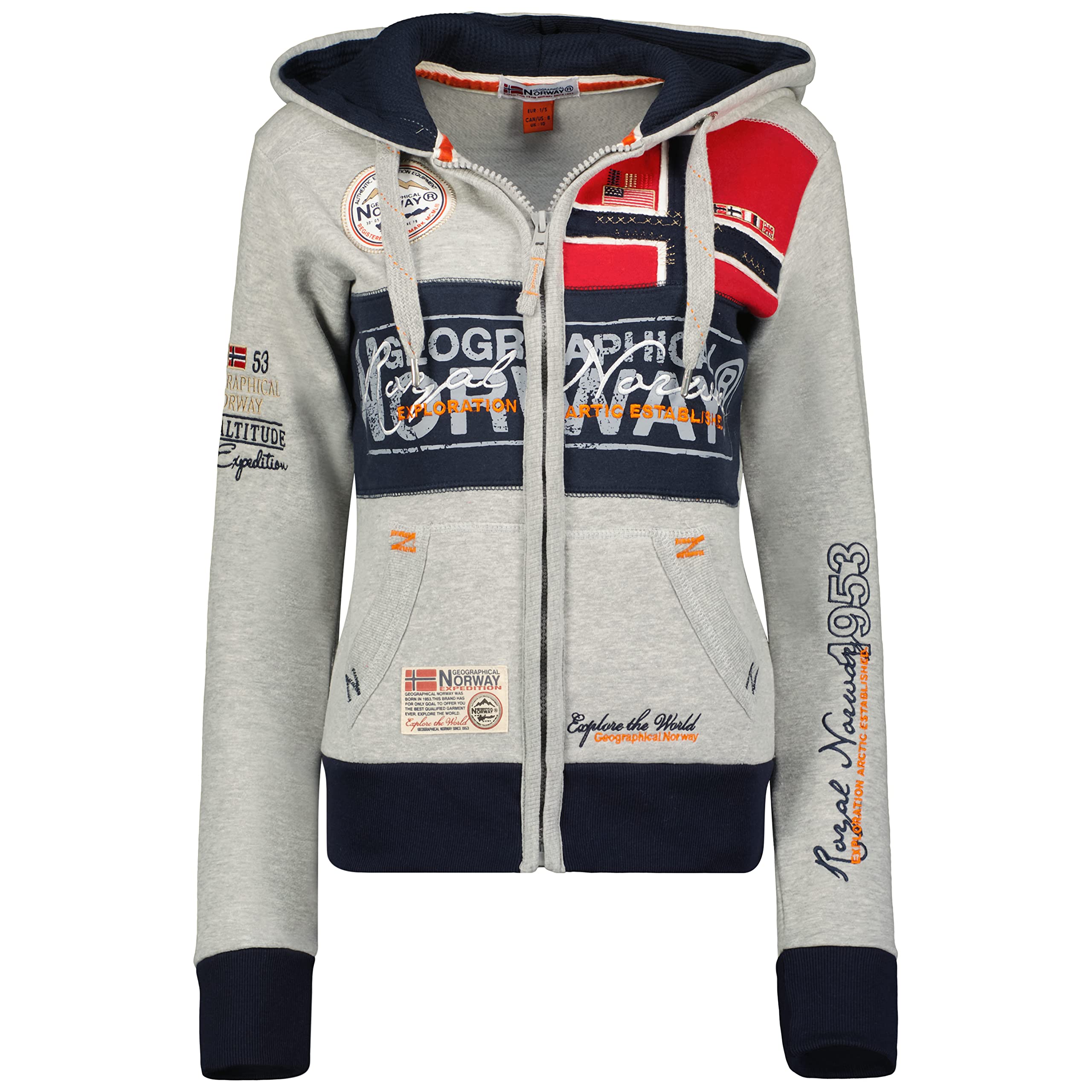 Geographical Norway Flyer Lady - Felpa Donna Zip Hoodie Tasche - Pile Donna Maglione Manica Lunga Giacca Cappuccio - Abito Ideale Primavera Estate Autunno Inverno Stagione