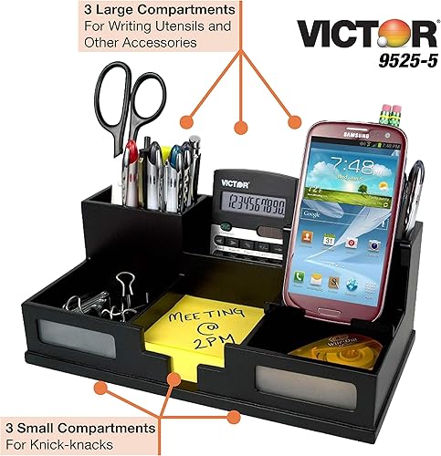 Miniatura 2 de Organizador de escritorio Victor con soporte para teléfono inteligente Negro