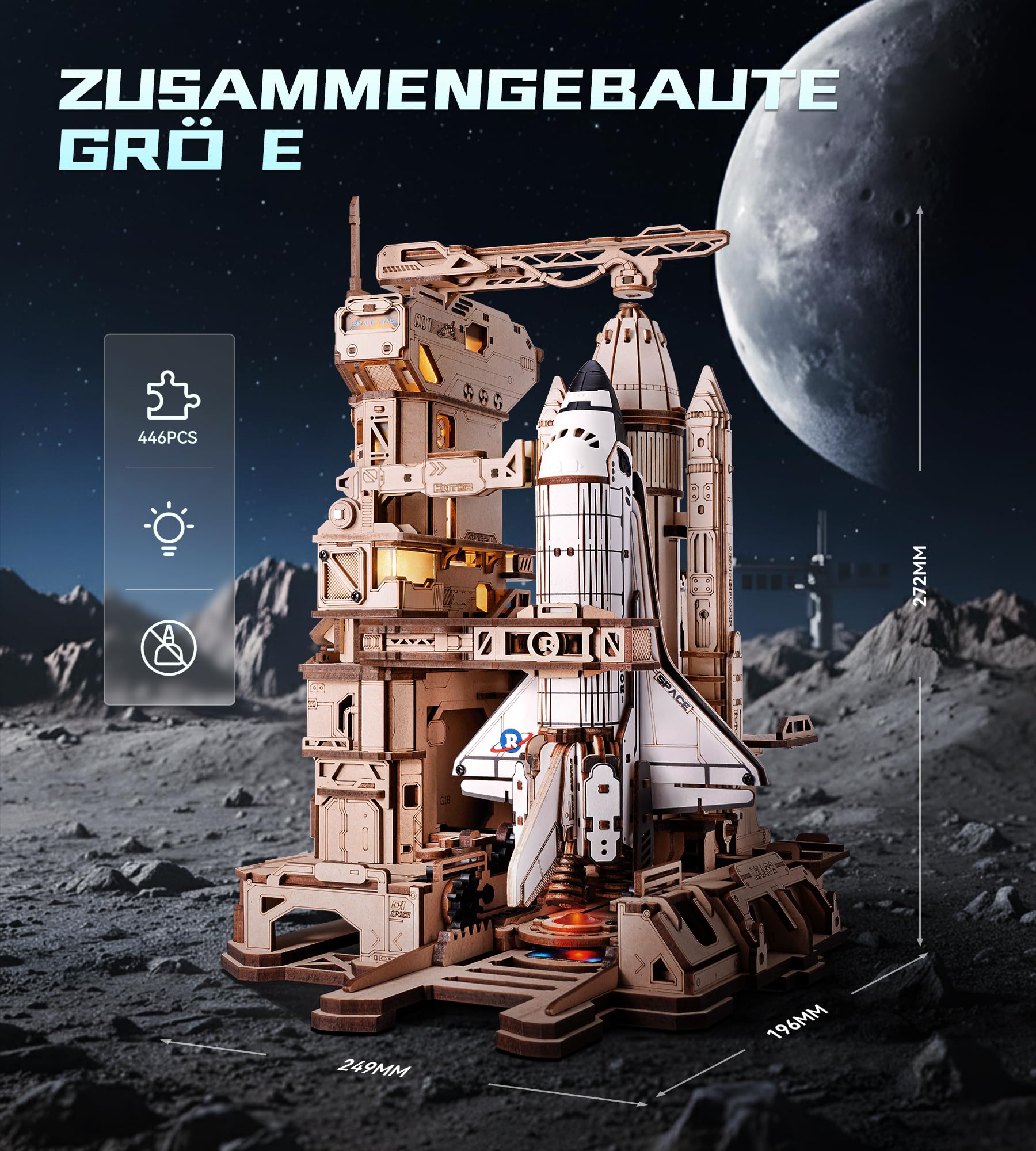 ROKR 3D Holzpuzzle Erwachsene Raumfähren Modellbausatz STEM Geschenkidee für Männer (Space Shuttle LKA02)
