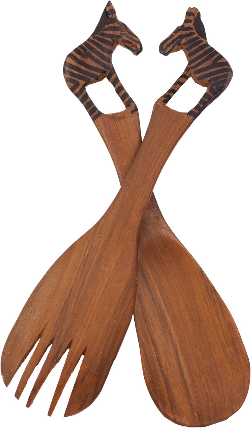 Handcrafted African wooden salad servers (Standing Zebra) Home & Kitchen