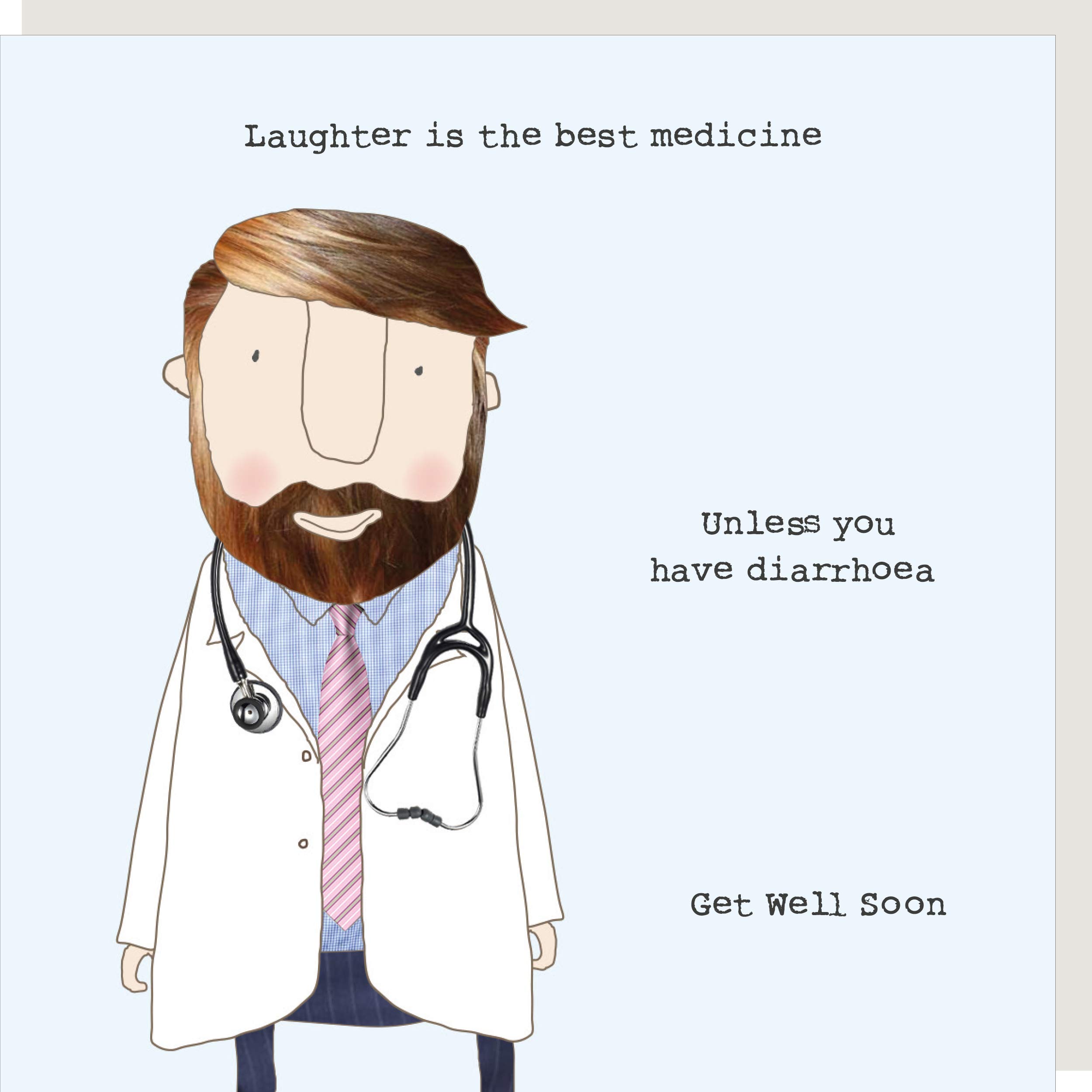 Rosie Made A Thing Best Medicine Get Well Soon Greeting Card Humour Cards GF208, White, 14.5cm x 14.5 cm