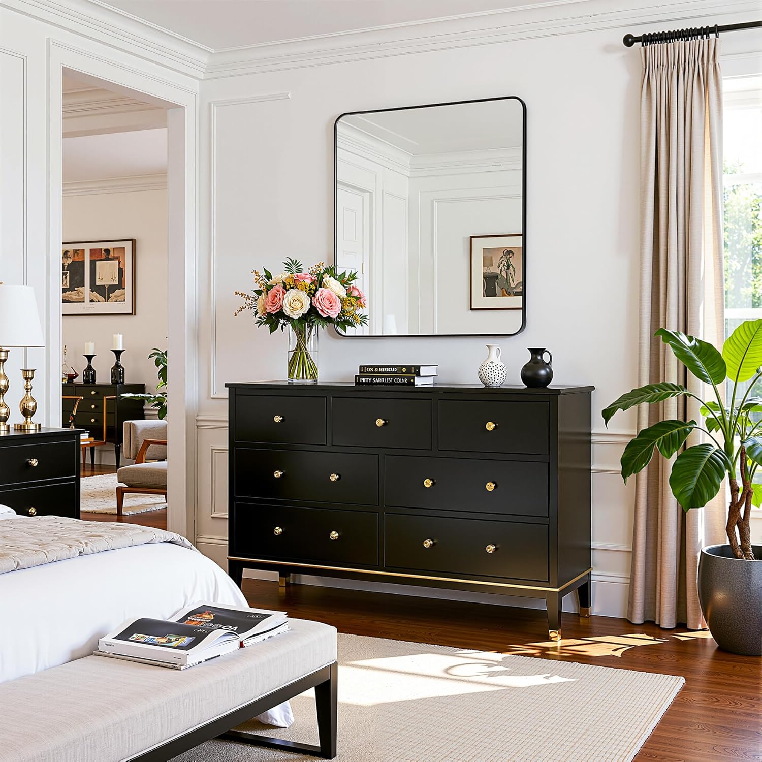 Antok Wall Mirror, 22"x30" Bathroom Vanity Mirror, Anti-Rust HD Tempered Glass, Wall Mounted Mirrors for Living Room, Entryway, Black Frame, Rect