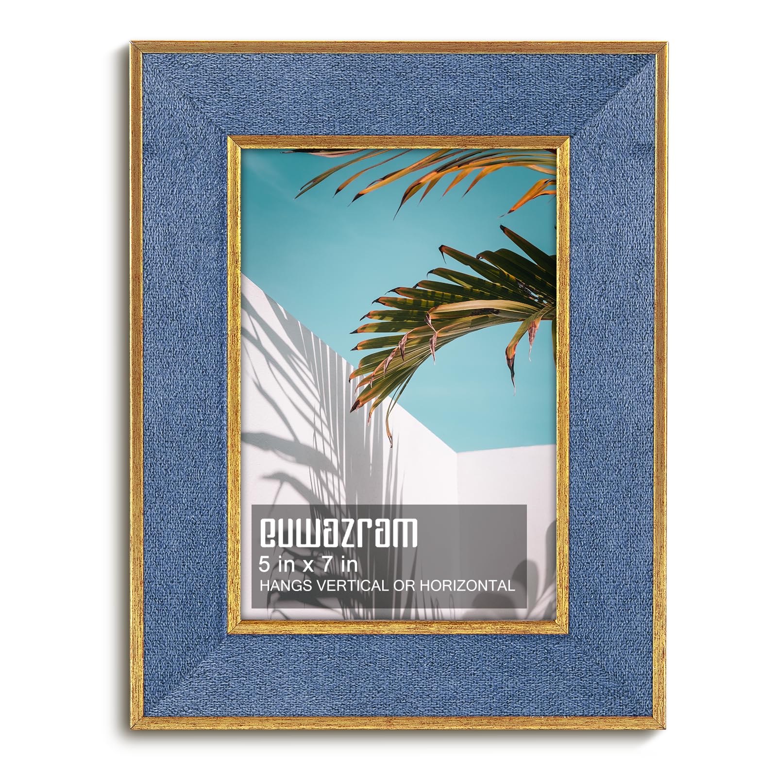 Cadre photo 12,7 x 17,8 cm en daim avec bordure dorée pour décoration murale