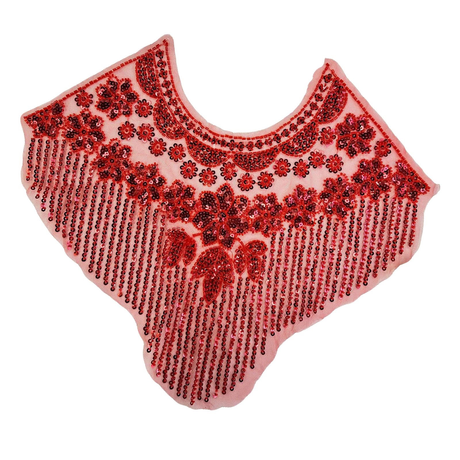Jazuaiao Cheongsam Collar Embroidery Patches with Heavy Beads and Polyester Thread for Easy Clothing Enhancement Polyester Patches