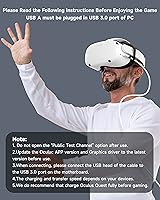 Vista 6 de ZOOAUX Cable de enlace de 16 pies compatible con accesorios MetaOculus Quest 2 y PCSteam VR, carga rápida y transferencia de datos de PC, cable USB